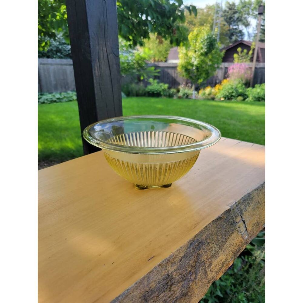 Vintage Amber Mixing Bowl, Federal Ribbed Golden Glo Glass, Rolled Edge 9-1/2"